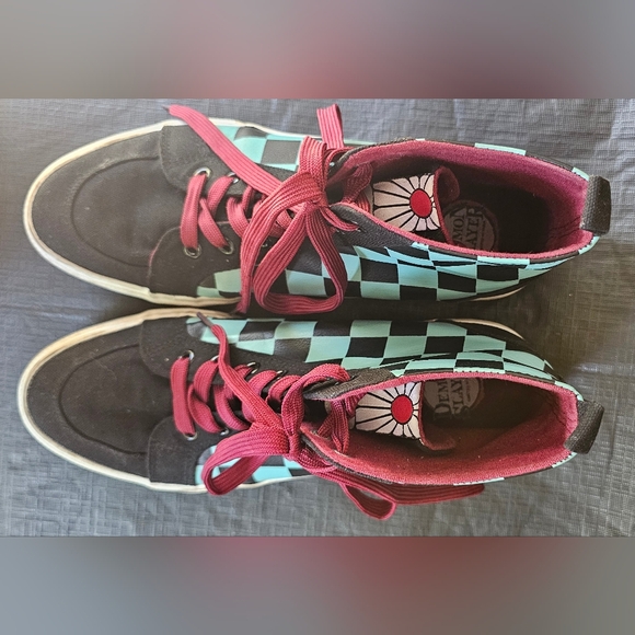 Demon Slayer blue black checker High Tops Men's Size 8 - Picture 6 of 8